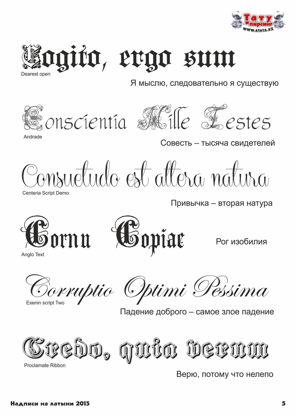 Фразы на латыни для татуировки